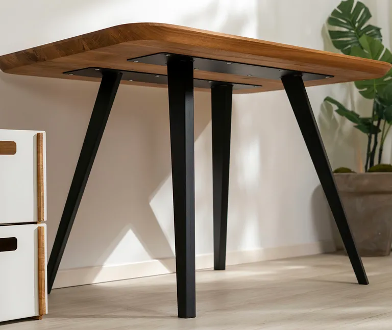 D-SYN mySquare Esstisch Massivholz Eiche Schweizer kante Komplettset 6