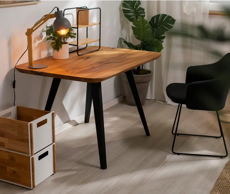 D-SYN mySquare Esstisch Massivholz Eiche Schweizer kante Komplettset 8