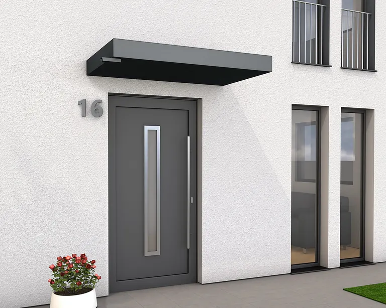 Gutta Vordach Haustür mit Seitenteil BS PLUS aluminium 12