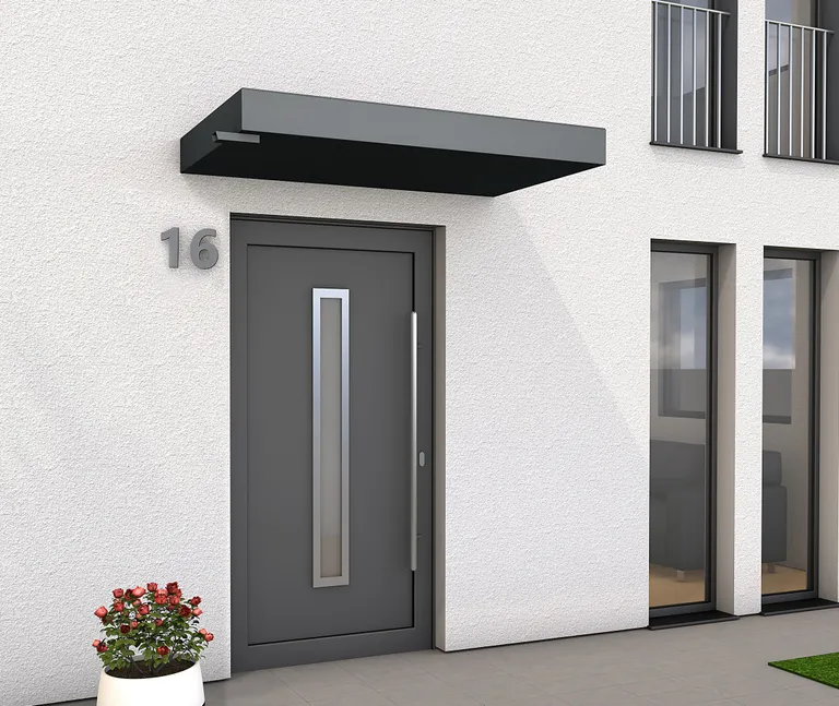Gutta Vordach Haustür mit Seitenteil BS PLUS aluminium 11
