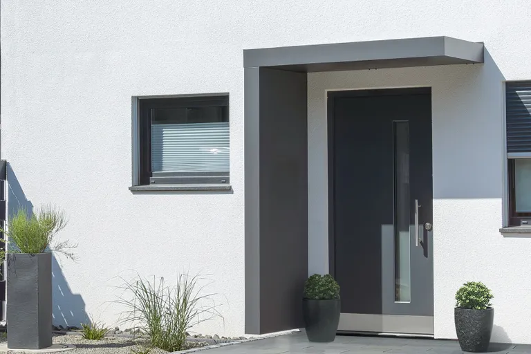 Gutta Vordach Haustür mit Seitenteil BS PLUS aluminium 1