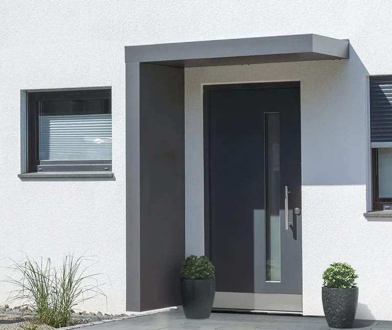 Gutta Vordach Haustür mit Seitenteil BS PLUS aluminium 0