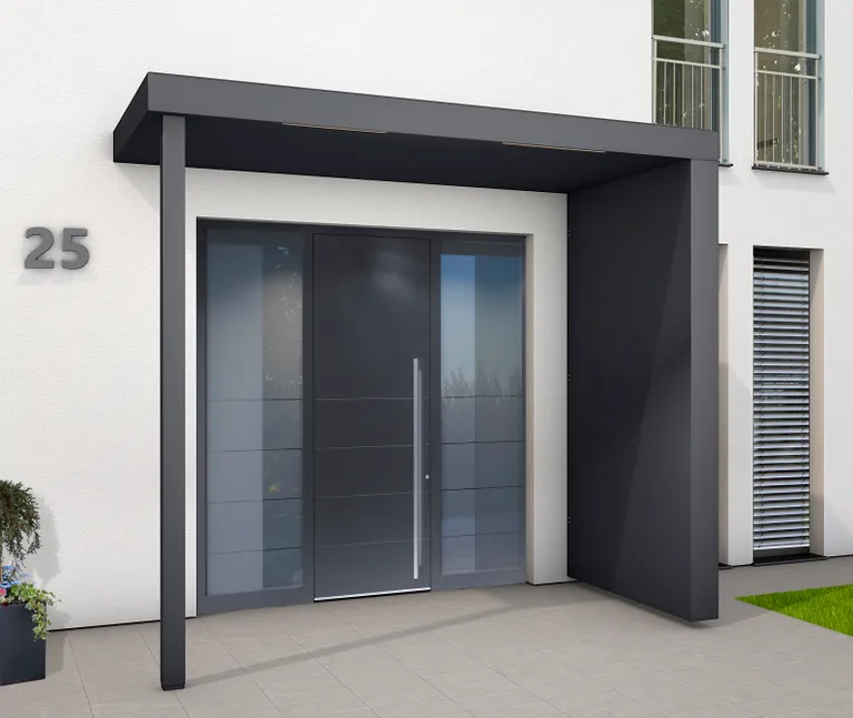 Gutta Vordach Haustür mit Seitenteil BS PLUS aluminium 0