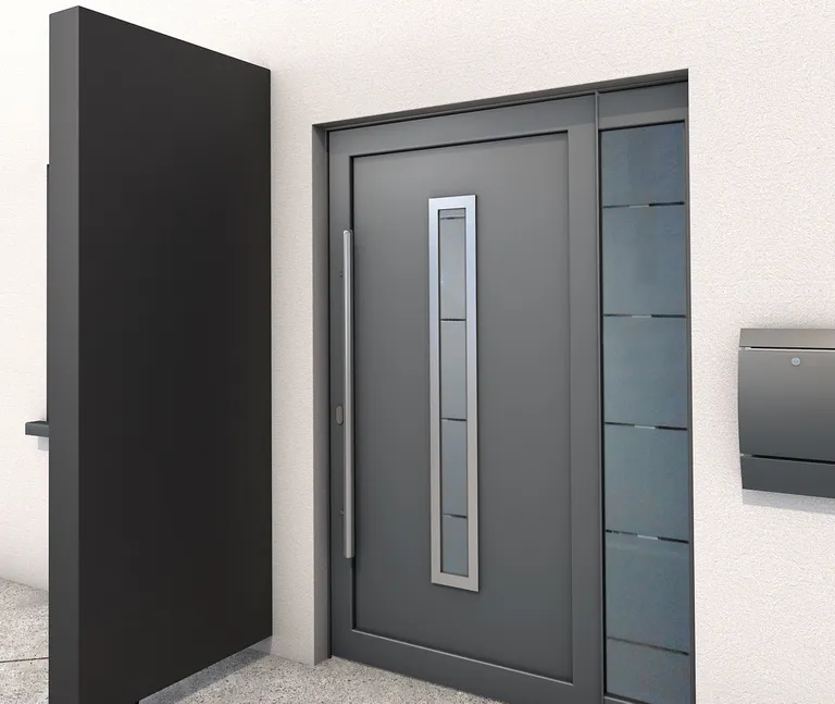 Gutta Vordach Haustür mit Seitenteil BS PLUS aluminium 20