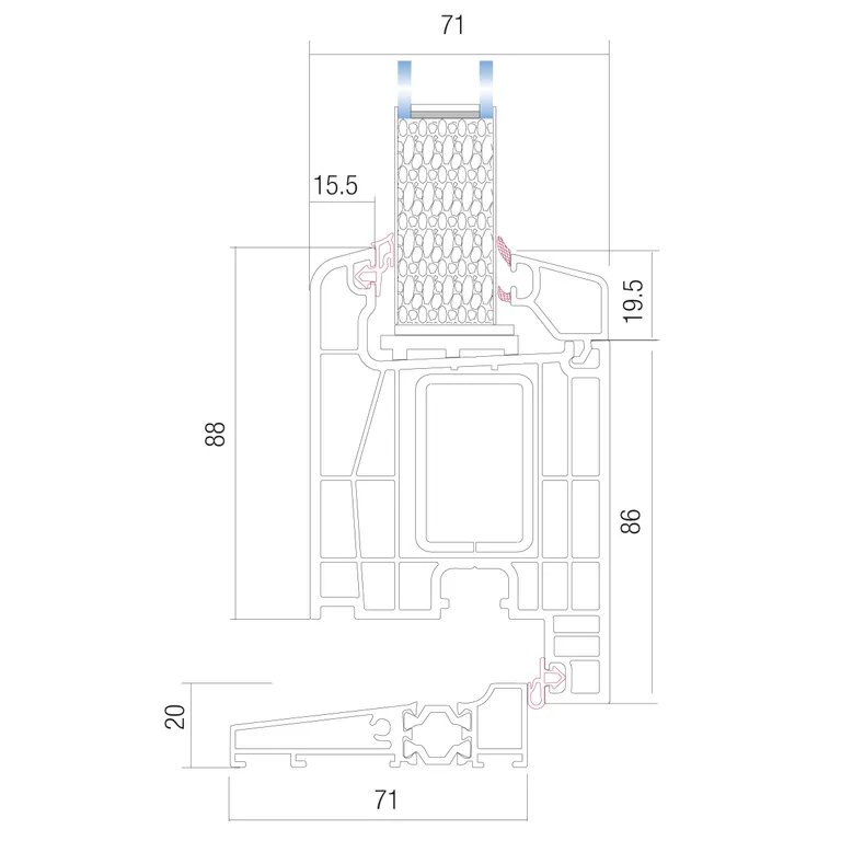 HORI Kunststoff Haustür Stripe ohne Türgriff 4