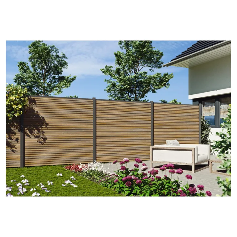 TETZNER & JENTZSCH WPC Steckzaun Set teak 2