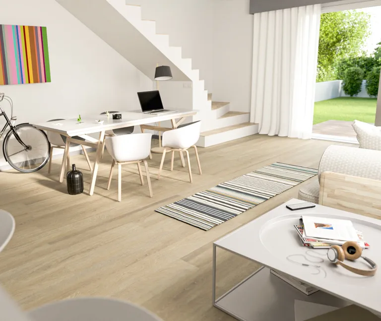 HORI Klick-Hartvinylboden Rigid SPC Eiche weiss Melton Landhausdiele Holzstruktur 3
