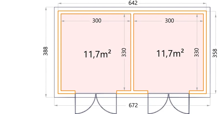 Telluria Gartenhaus DUO 3336+ 2