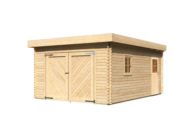 Karibu Blockbohlengarage Flachdach 4