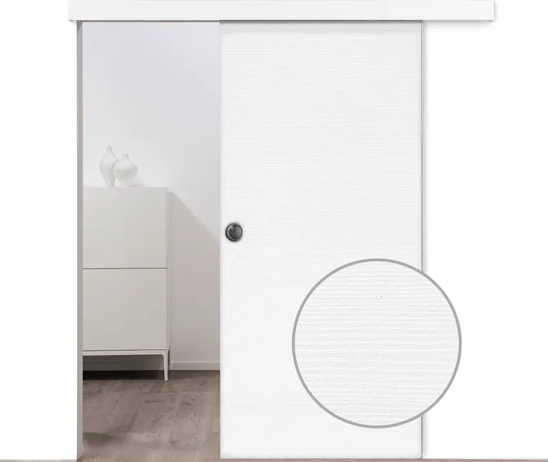 HORI Schiebetür CPL Eiche weiß strukturiert quer Röhrenspan Designkante 0