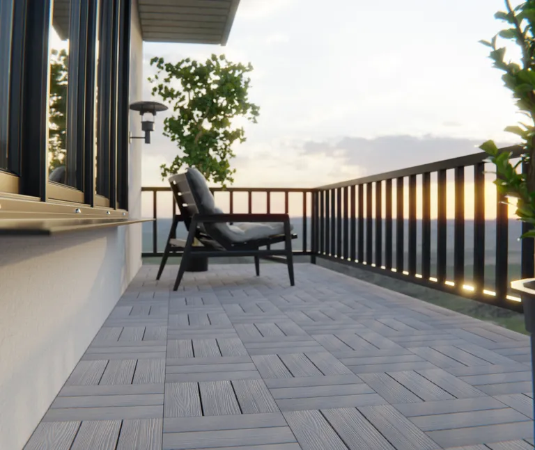 HORI WPC Klickfliese grau Brush 3 Dielenoptik 30 x 30 1