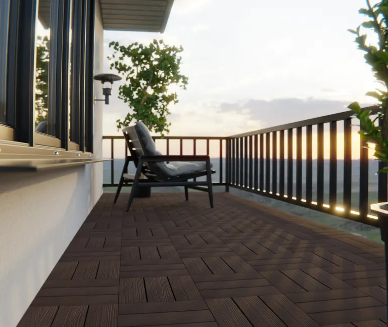 HORI WPC Klickfliese braun Brush 3 Dielenoptik 30 x 30 1