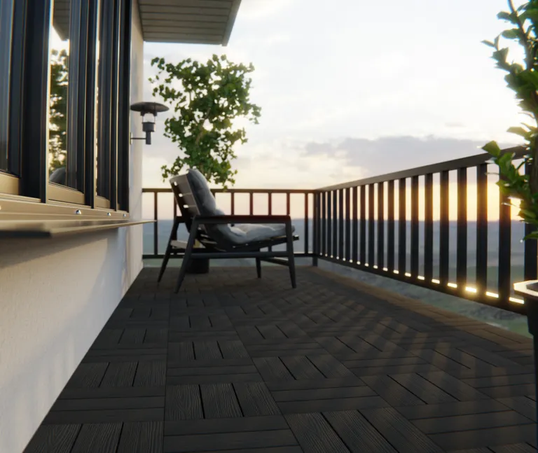 HORI WPC Klickfliese schwarz Brush 3 Dielenoptik 30 x 30 1