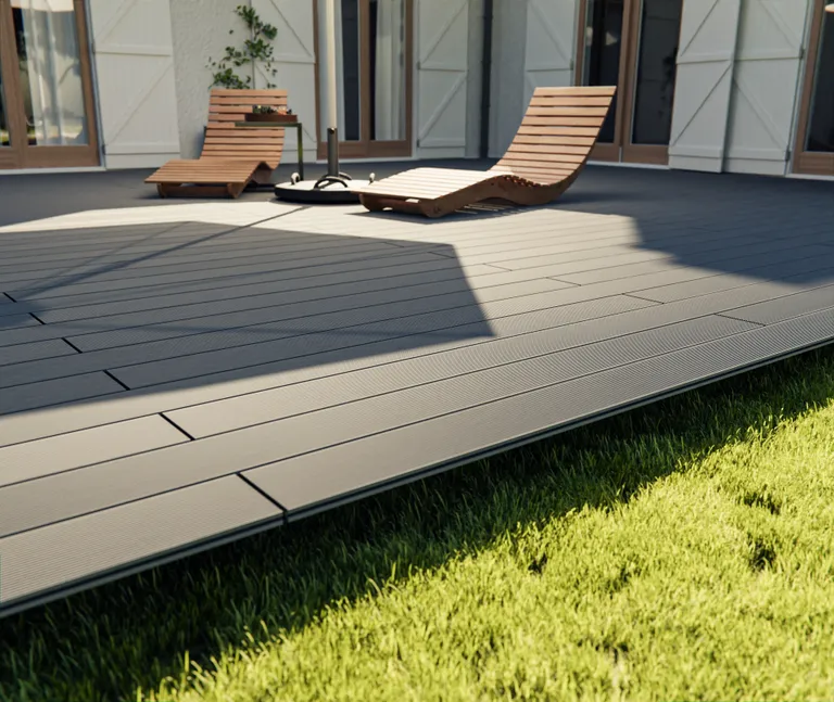 HORI Terrassendielen Komplettset WPC/BPC Vollprofil massiv grau 3