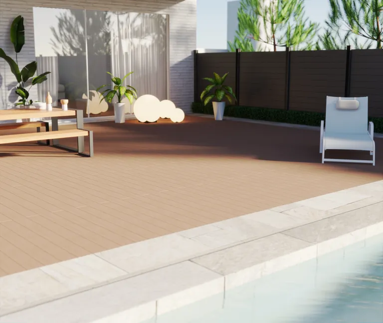 HORI Terrassendielen Komplettset WPC Bali Massiv dunkelbraun beidseitig geriffelt 20 x 140 mm 9