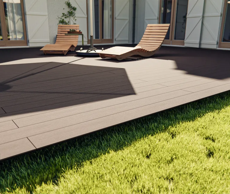 HORI Terrassendielen WPC Bali Massiv hellgrau beidseitig geriffelt 20 x 140 mm 3