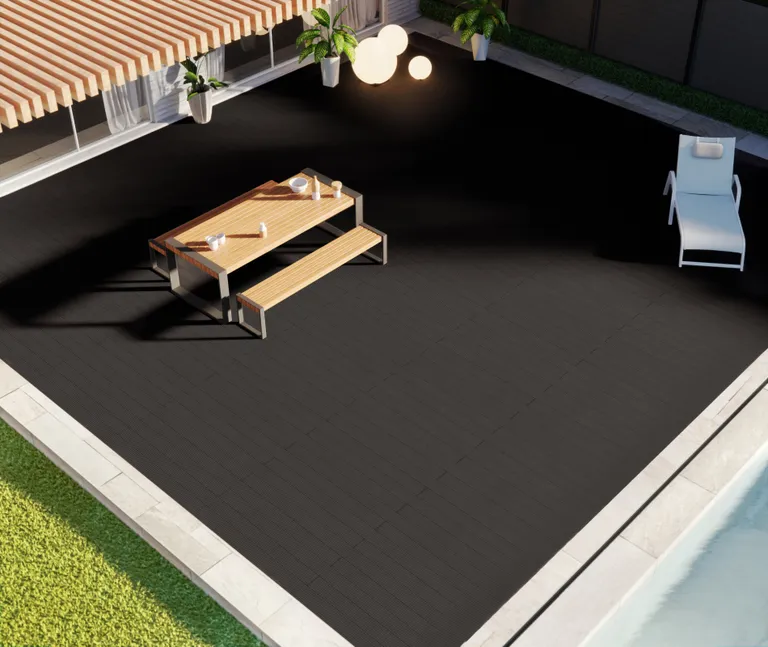 HORI Terrassendielen Komplettset WPC Bali Massiv anthrazit beidseitig geriffelt 20 x 140 mm 9