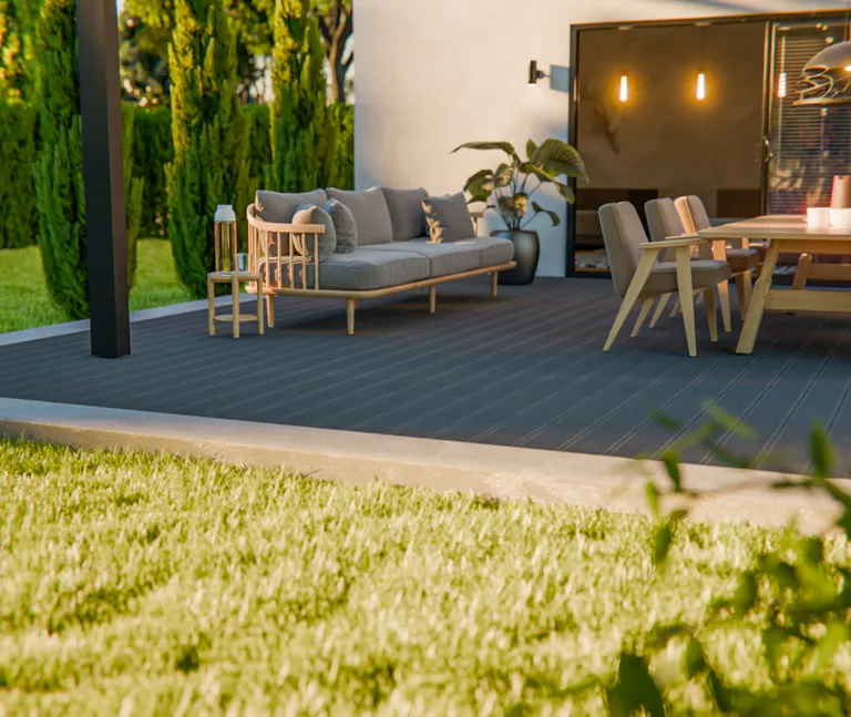 HORI Terrassendielen Komplettset WPC Royal Hohlkammer grau / anthrazit 11
