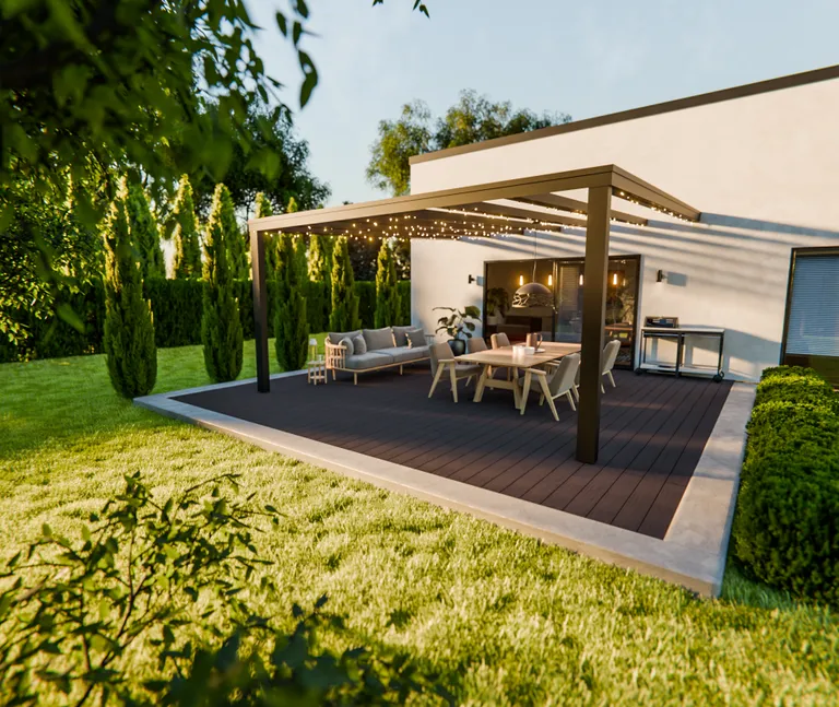 HORI Terrassendielen Komplettset WPC Kuba Hohlkammer anthrazit geriffelt/glatt gebürstet 10