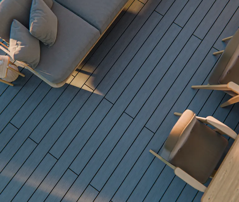 HORI Terrassendielen Komplettset WPC Kuba Hohlkammer grau geriffelt/glatt gebürstet 8