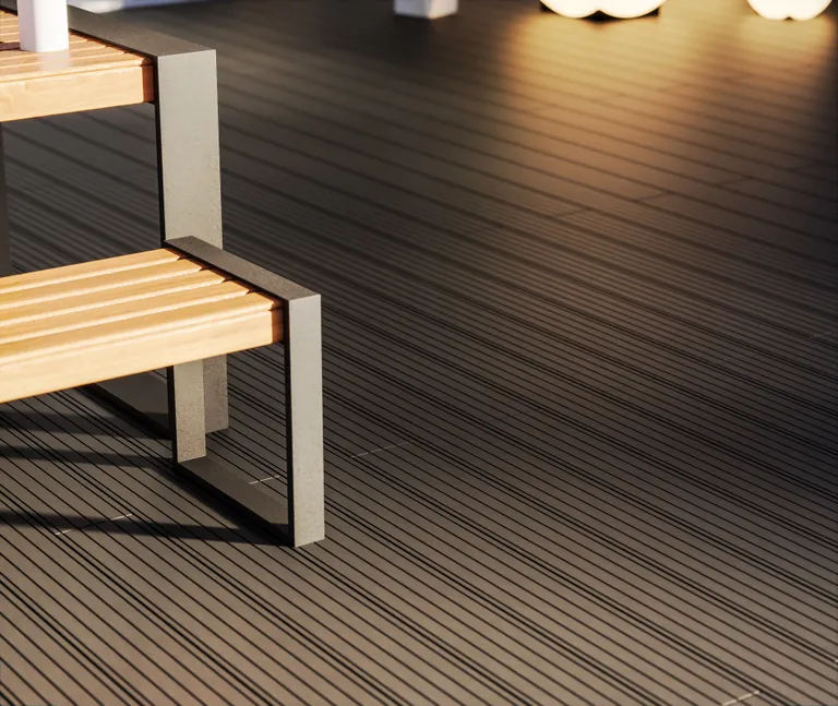 HORI Terrassendielen WPC Antigua Hohlkammer braun grob / fein geriffelt 21 x 146 mm 7