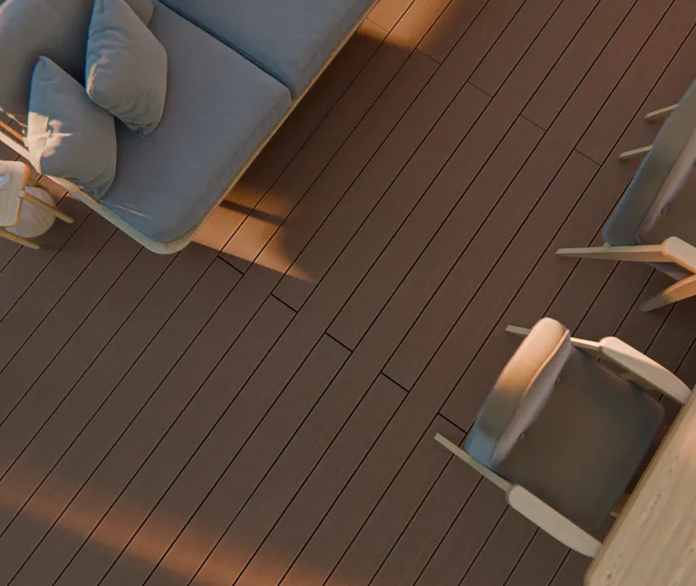HORI Terrassendielen Komplettset WPC Mauritius massiv braun grob / fein geriffelt 20 x 140 mm 7