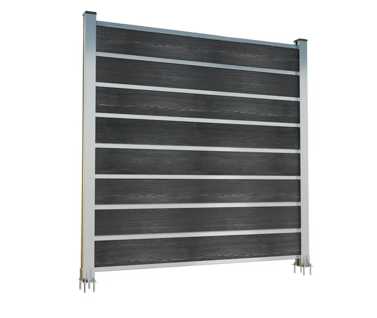 HORI Wood-Design WPC Sichtschutzzaun Stecksystem Streifen Design Zaun Komplettset 3