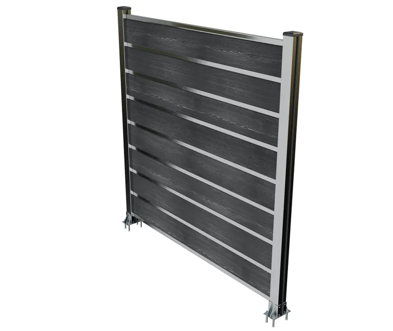 HORI Wood-Design WPC Sichtschutzzaun Stecksystem Streifen Design Zaun Komplettset 4