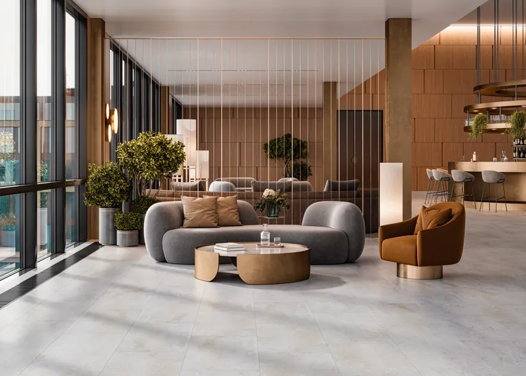 PARADOR Klick-Vinylboden SPC Trendtime 5 Dolomit weiß Mineralstruktur Fliese 1
