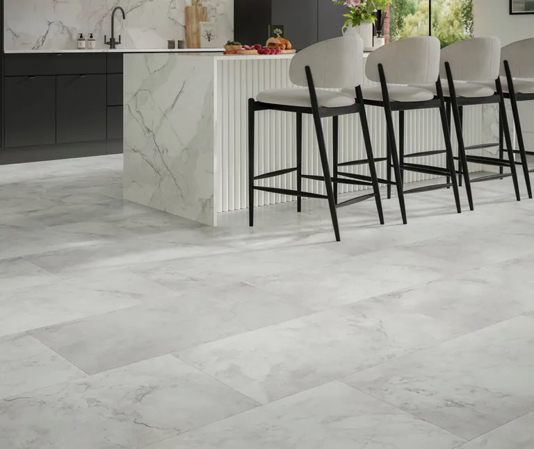 PARADOR Klick-Vinylboden SPC Trendtime 5 Marmor Abbey weiß Mineralstruktur Fliese 0
