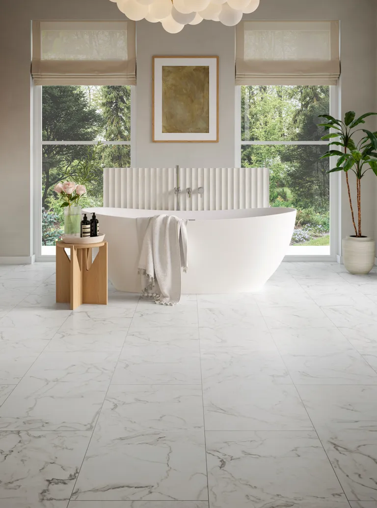 PARADOR PVC freier Klick-Designboden Modular One Hydron Marmor Eos weiß Steinstruktur Fliese 3