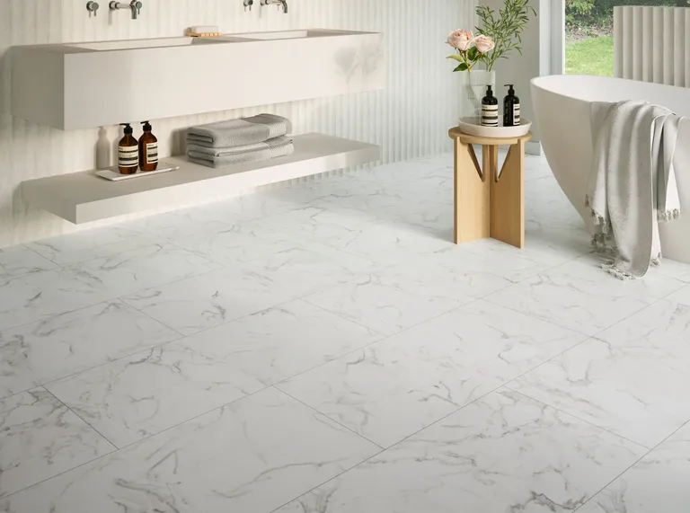 PARADOR PVC freier Klick-Designboden Modular One Hydron Marmor Eos weiß Steinstruktur Fliese 5