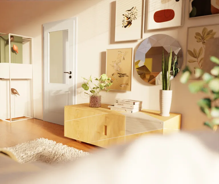 HORI Zimmertür Alicante 2 Weißlack RAL9003 mit Lichtausschnitt Röhrenspan Designkante 2