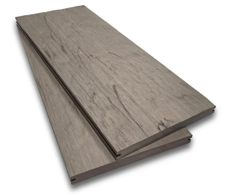 HORI Terrassendielen WPC Treibholz Massiv XXL beige tiefe Holzstruktur + geriffelt19x200mm 1