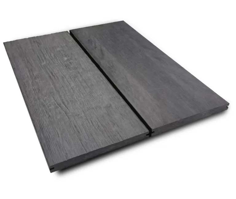 HORI Terrassendielen WPC Treibholz Massiv XXL grau tiefe Holzstruktur + geriffelt19x200mm 2