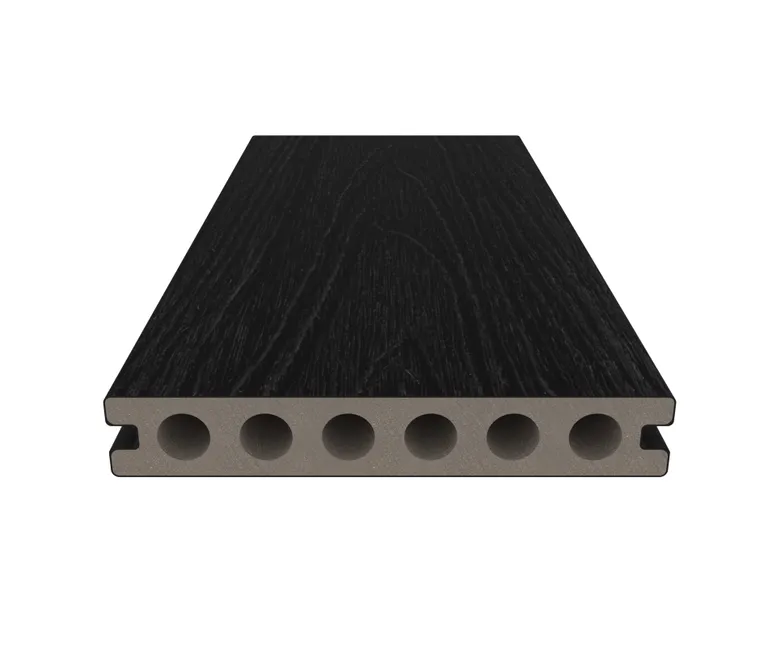 NewTechWood Terrassendielen WPC Hohlkammer Deluxe Ebony Holzstruktur gebürstet / glatt gebürstet 22.5 x 138 mm 1