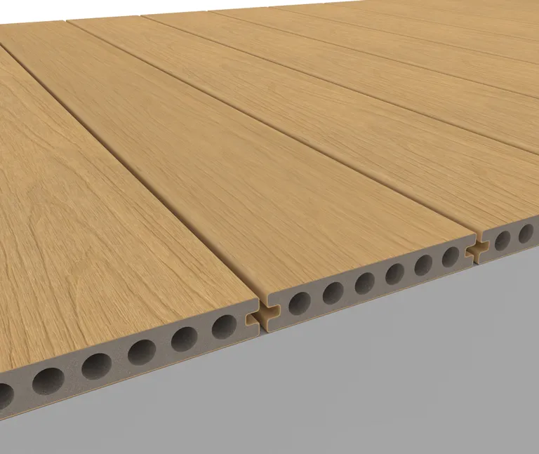 HORI Terrassendiele WPC Hohlkammer Wood Feeling Co-Extrudiert 22,5x138mm Hellbraun 3