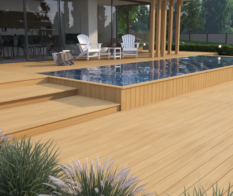 HORI Terrassendiele WPC Hohlkammer Wood Feeling Co-Extrudiert 22,5x138mm Hellbraun 4