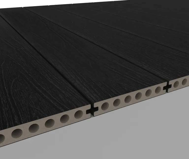 HORI Terrassendiele WPC Hohlkammer Wood Feeling Co-Extrudiert 22,5x138mm anthrazit-schwarz 3