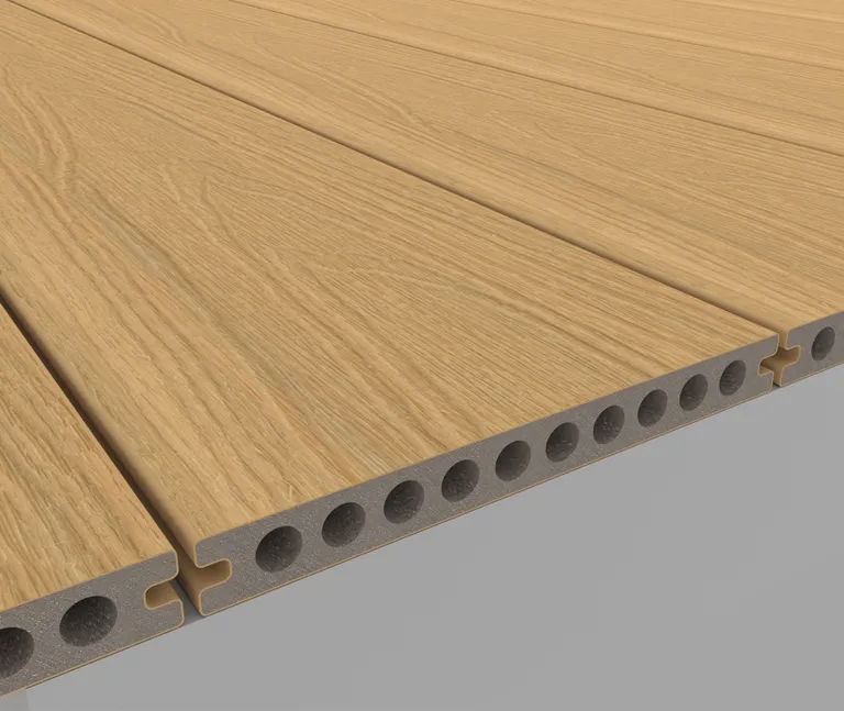 HORI Terrassendiele WPC Hohlkammer Wood Feeling Co-Extrudiert 22,5x210mm Hellbraun 3