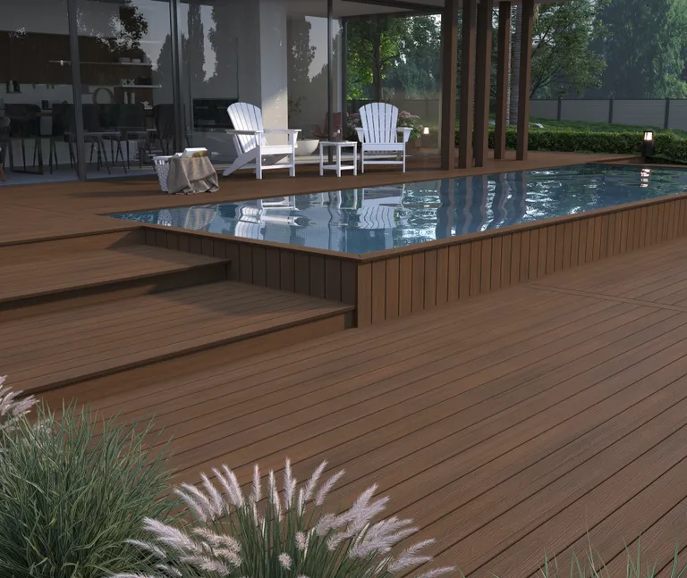 HORI Terrassendiele WPC Massiv Wood Feeling Co-Extrudiert  22,5x138mm dunkelbraun 4