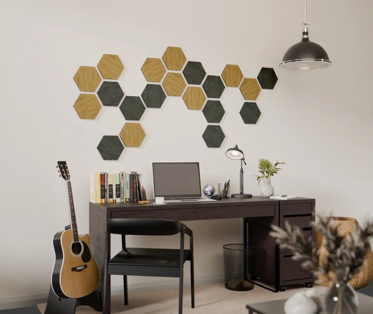 HORI WALL Akustik Hexagon Wandpaneele Black Oak 4