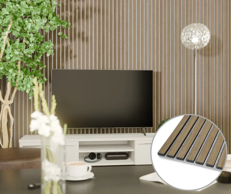 HORI Dekor Akustikpaneel Walnut auf Filz Grau 0