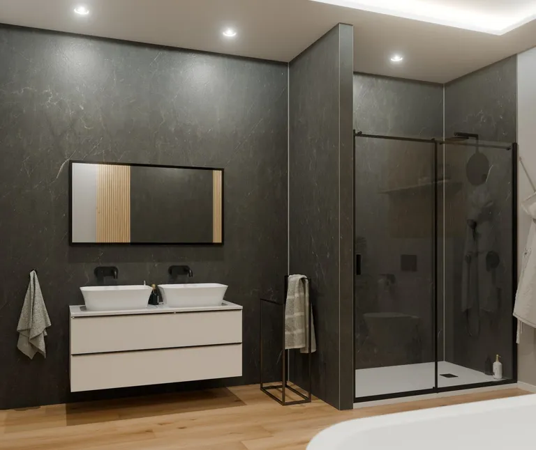 MODEE Wandverkleidung 2800 x 1175 x 4 mm Platte Stone Essence Monreale Black mit Naturstruktur 3