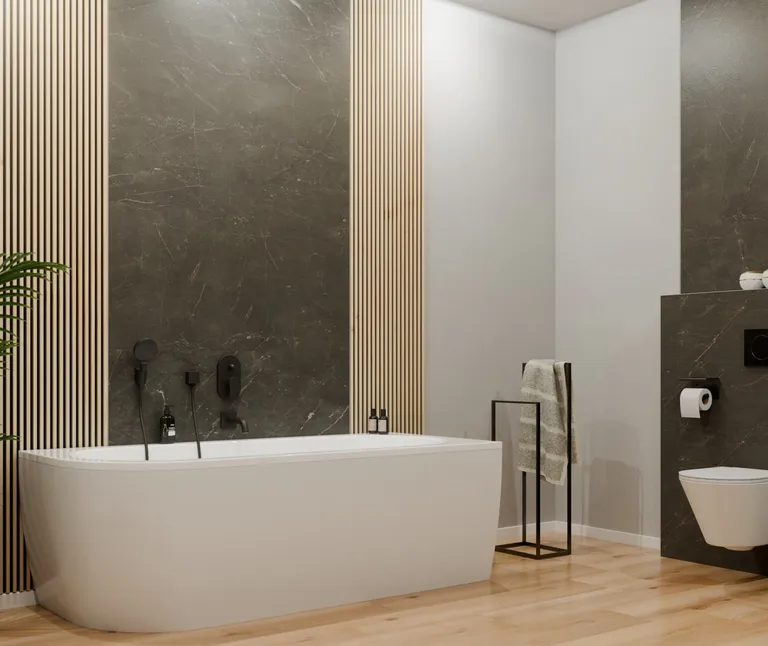 MODEE Wandverkleidung 2800 x 1175 x 4 mm Platte Stone Essence Monreale Black mit Naturstruktur 4