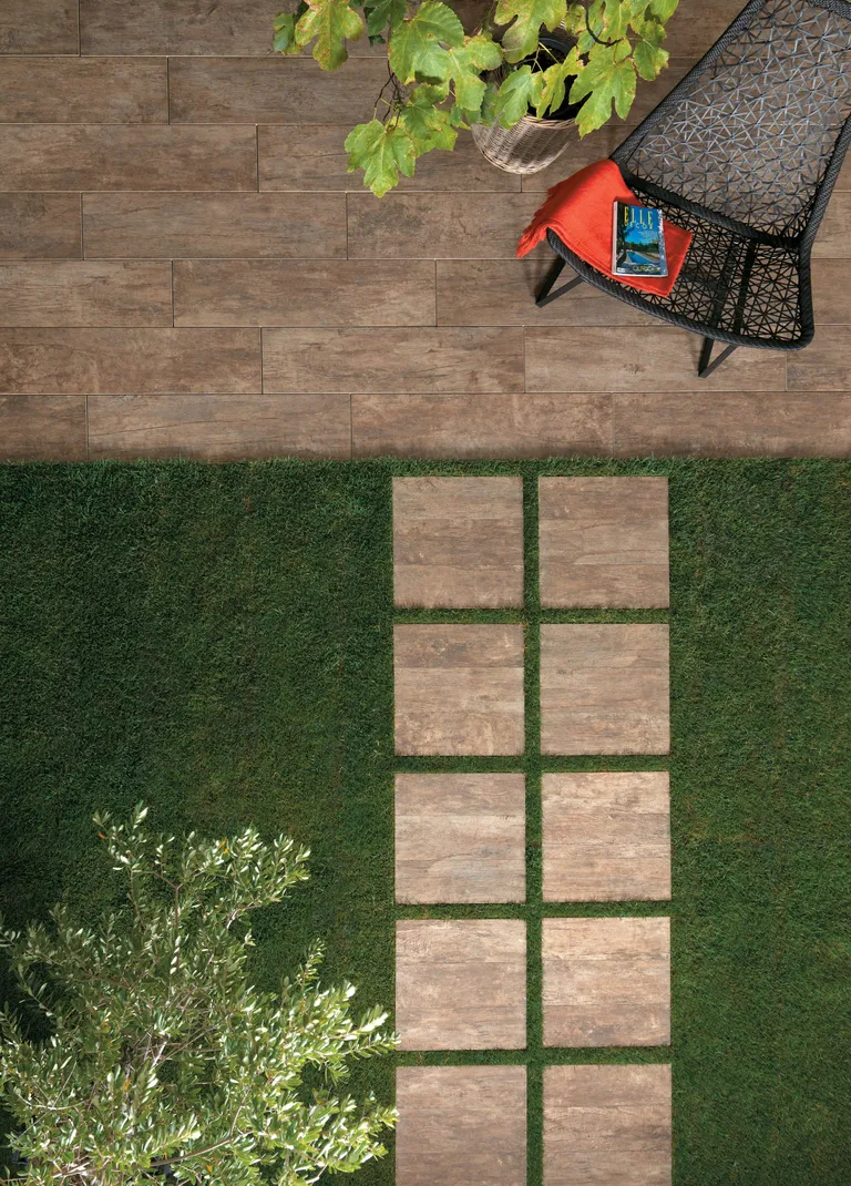 HORI Terrassenplatten Komplettset Naturel Feinsteinzeug Holzoptik 1200 x 300 x 20 mm 2