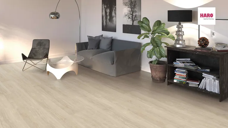 HARO Laminat Tritty 100 Gran Via Eiche Eleganza cremeweiß Landhausdiele 1