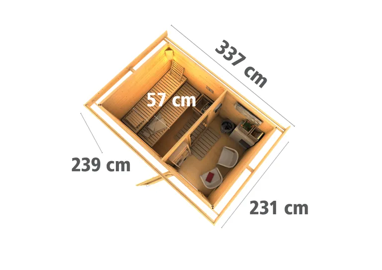 Karibu Sauna-Haus Komplettset Svaneke 1 Türe Modern 38 mm 3