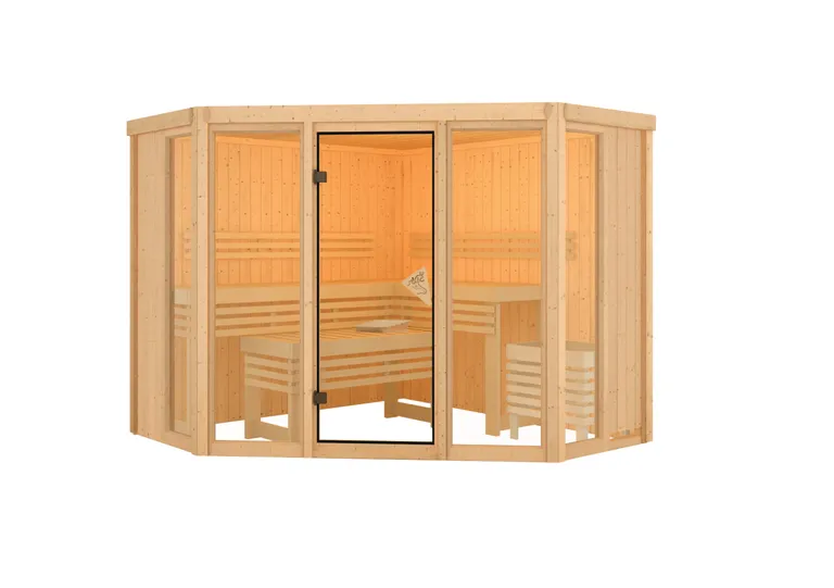 Karibu System-Sauna Alcinda 2 Eckeinstieg 68 mm 3