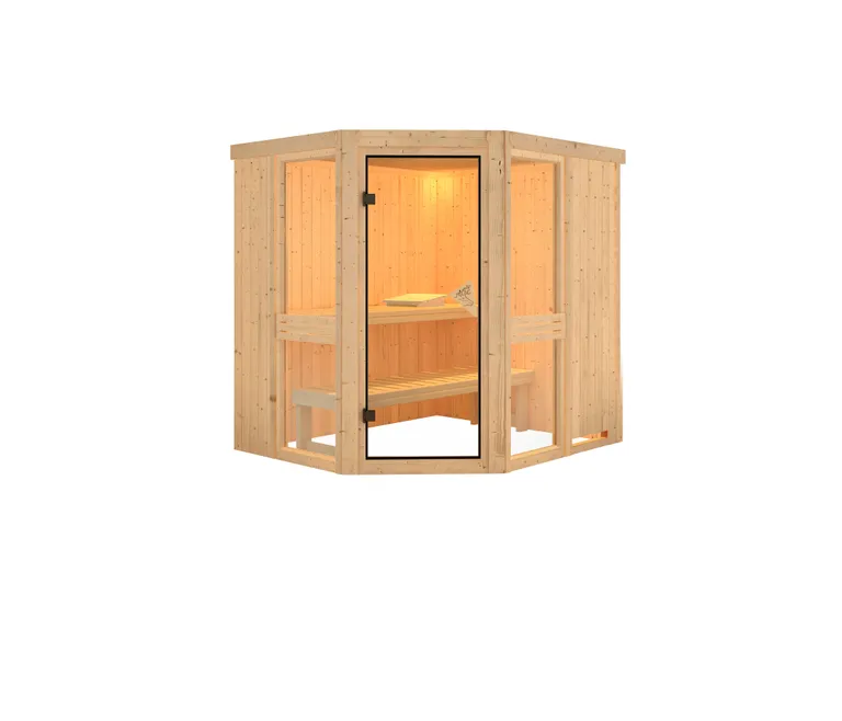 Karibu System-Sauna Amelia 1 Eckeinstieg 68 mm 1